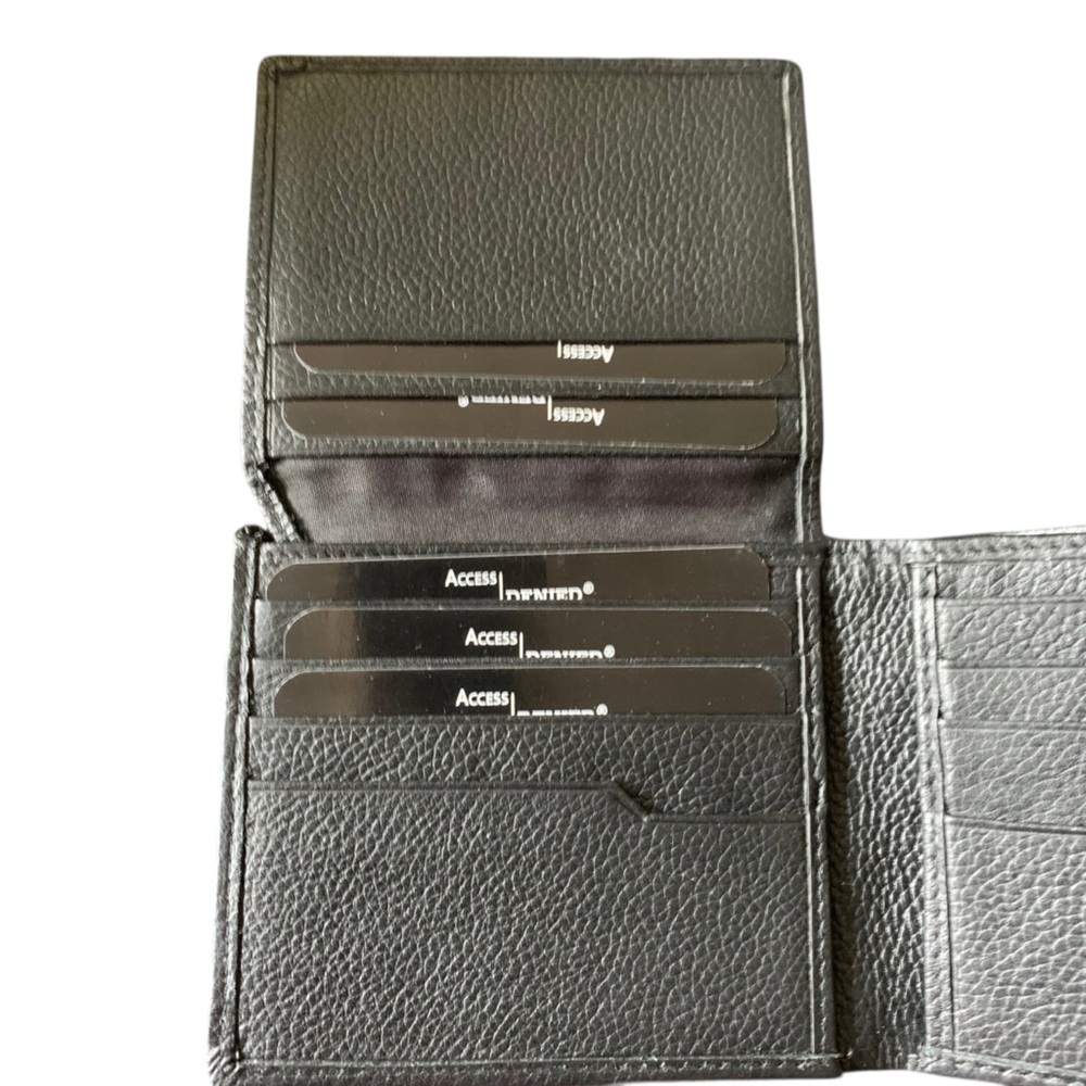 🆕 Access Denied Black Leather Wallet RF ID Lock Card Holder